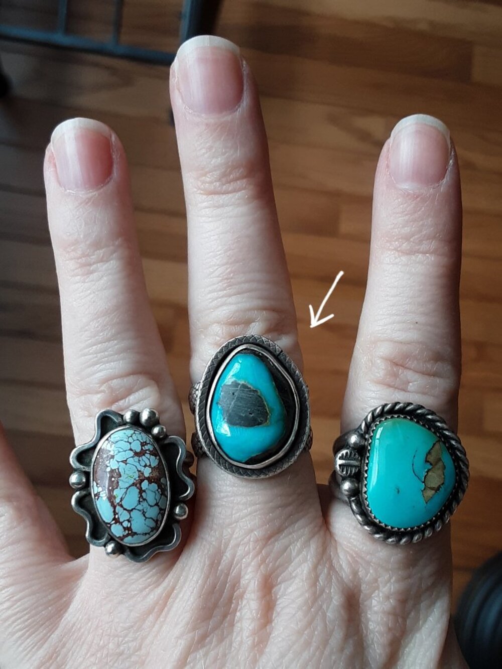 Blue Moon turquoise ring, size 6.25 - 6.5
